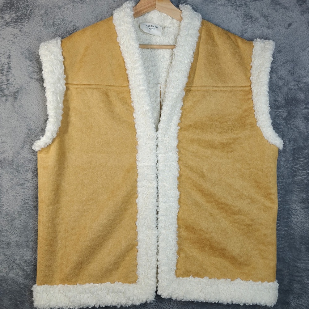 Tuckernuck Hyacinth House Vest Womens L Tan Faux Suede Shearling Trim Crosby